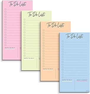 S&O Colorful Magnetic To Do List for Refrigerator - 4 Pack Magnetic Notepads for Refrigerator - Fridge sheets with Magnet - Adhesive Sheet Pads for Freezer- Grocery List Notepads - 3.5x7”, 45 Page