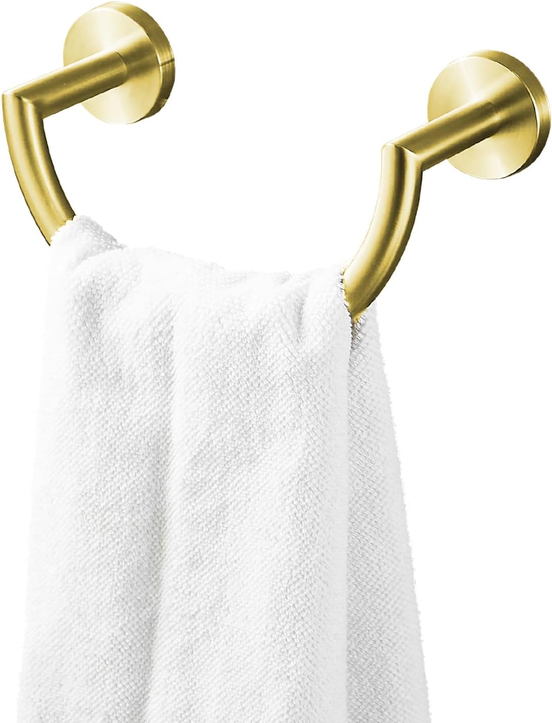 BigBig Home Brushed Gold Hand Towel Holder, Bathroom Towel Ring Stainless Steel, Semi-Circular Hand Towel Hanger Racks Wall Mounted Half Round Modern