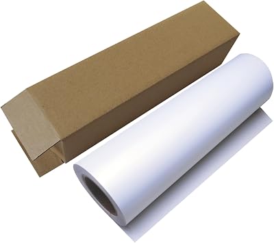 Printable 17x100ft Waterproof Glossy White Vinyl Sticker Paper Roll | 17 inch Water-resistant Sticker Paper Roll Labels for Roll-feed Inkjet Printer with 3 inch Core