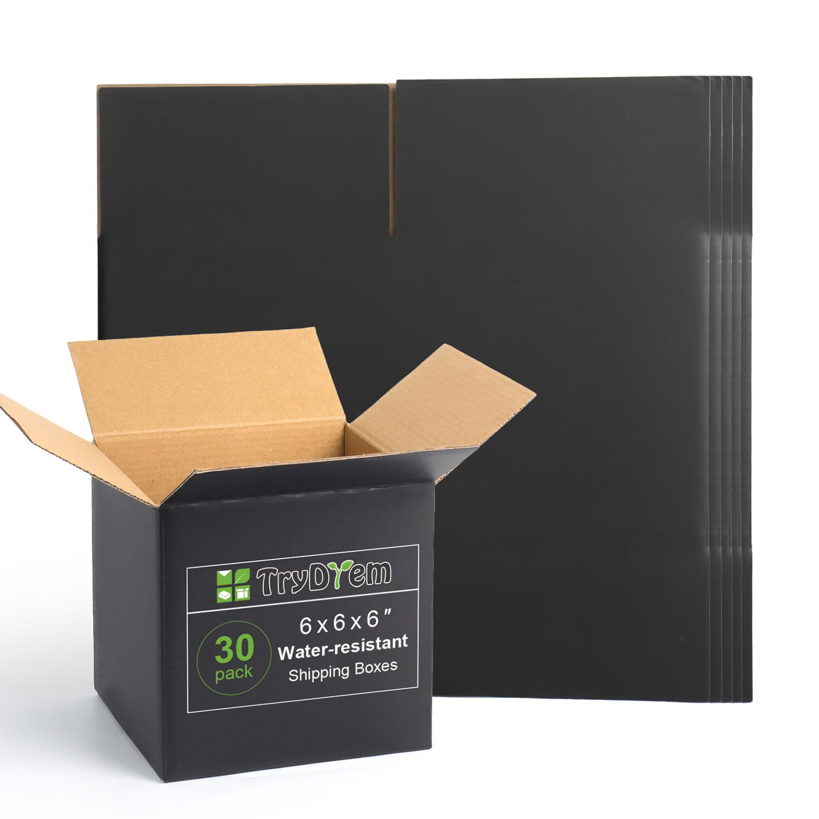 6x6x6 Inch Small Shipping Boxes 30 Pack, Black Corrugated Cardboard Box, Mailing Packaging Boxes for Small Business