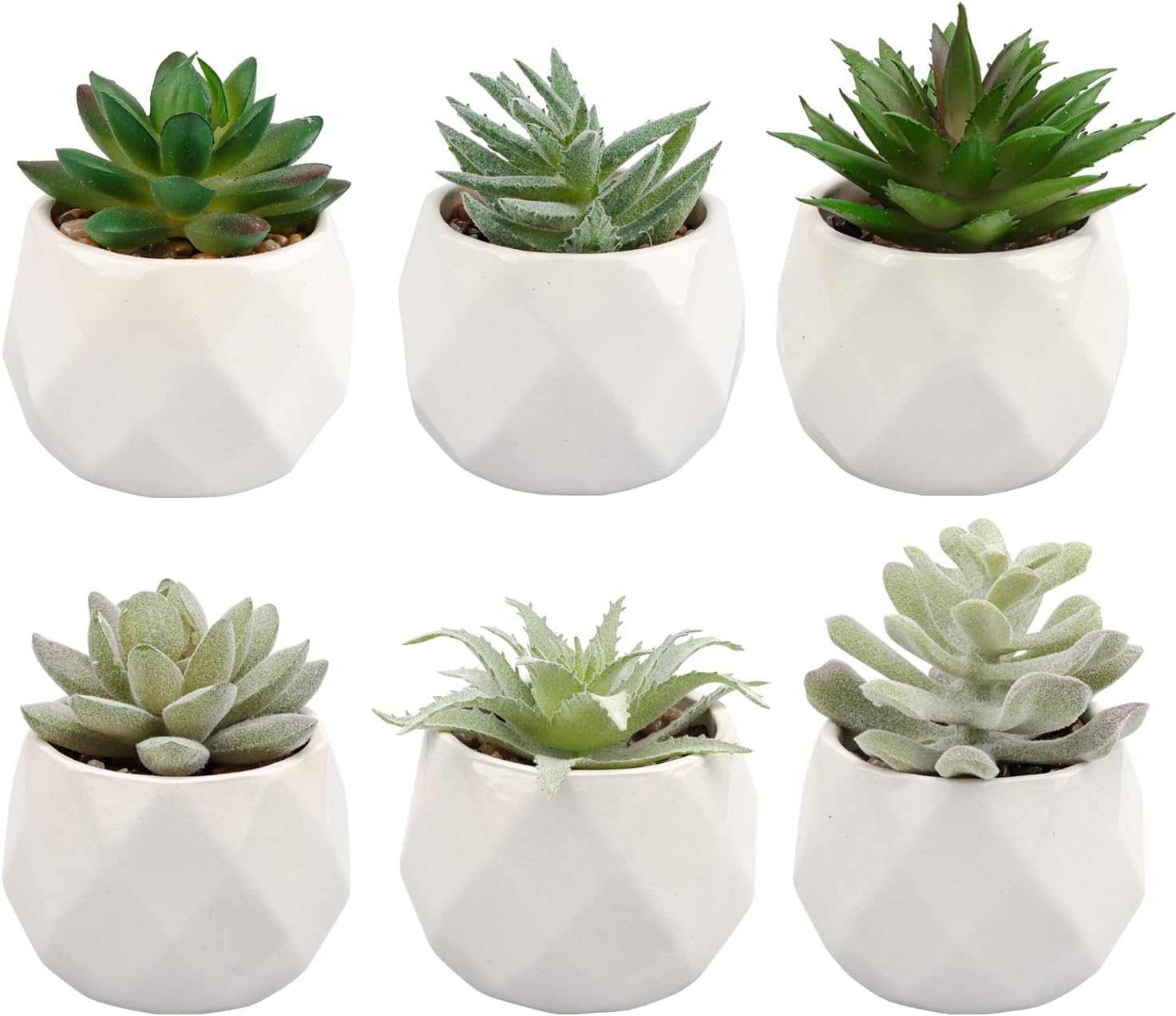 Artigreen 6 Pack Artificial Succulents Small Fake Succulent in Pots