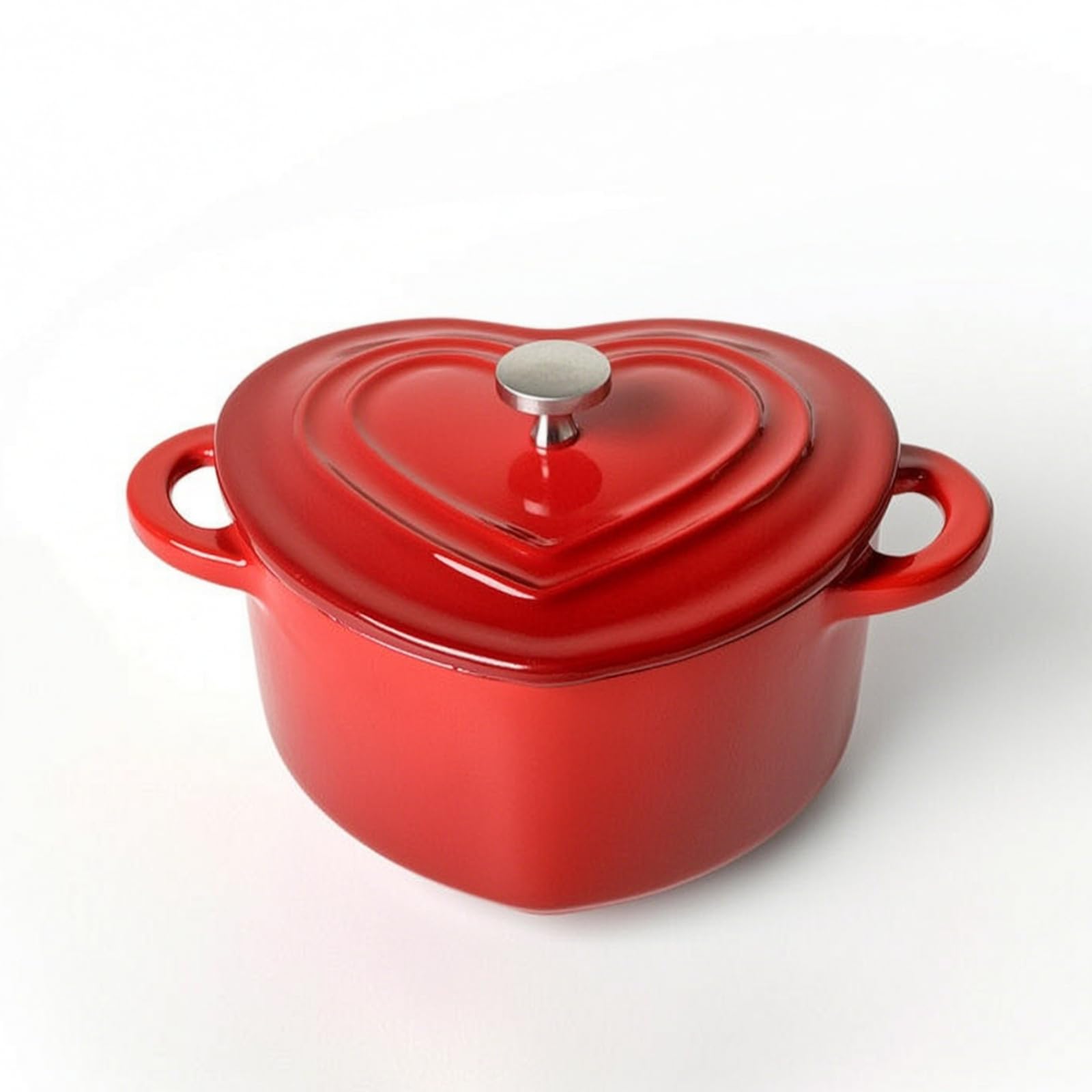 Pentola in Smalto a Forma di Cuore Casseruola Padellino Antiaderente Versatile per Fornelli E Preparazioni Quotidiane Adatta per Colazioni Bevande Calde Contorni Casa, Red