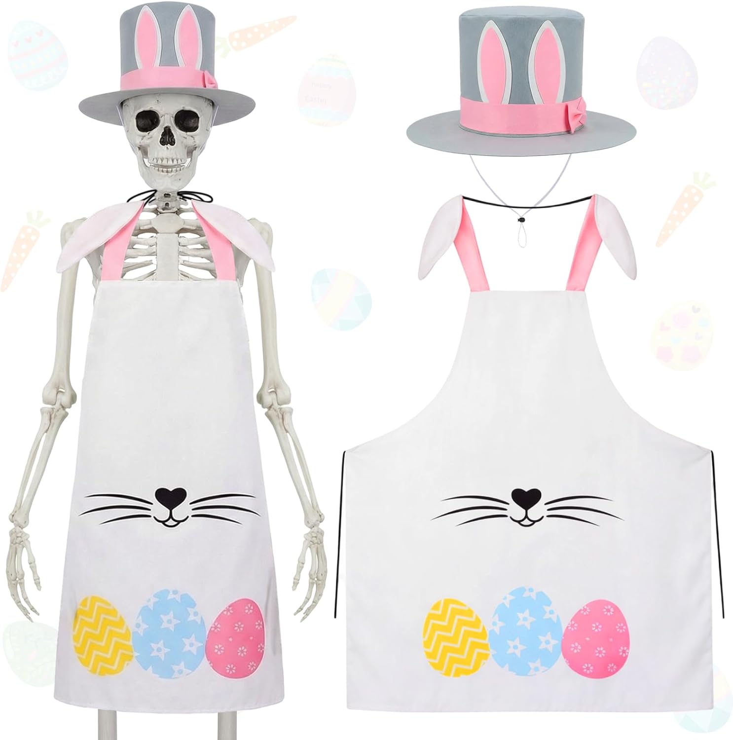 Mepase 12ft Skeleton Costume Accessories Set Oversize Hat and Apron Prop Giant Outdoor Indoor Yard Garden Lawn Decoration