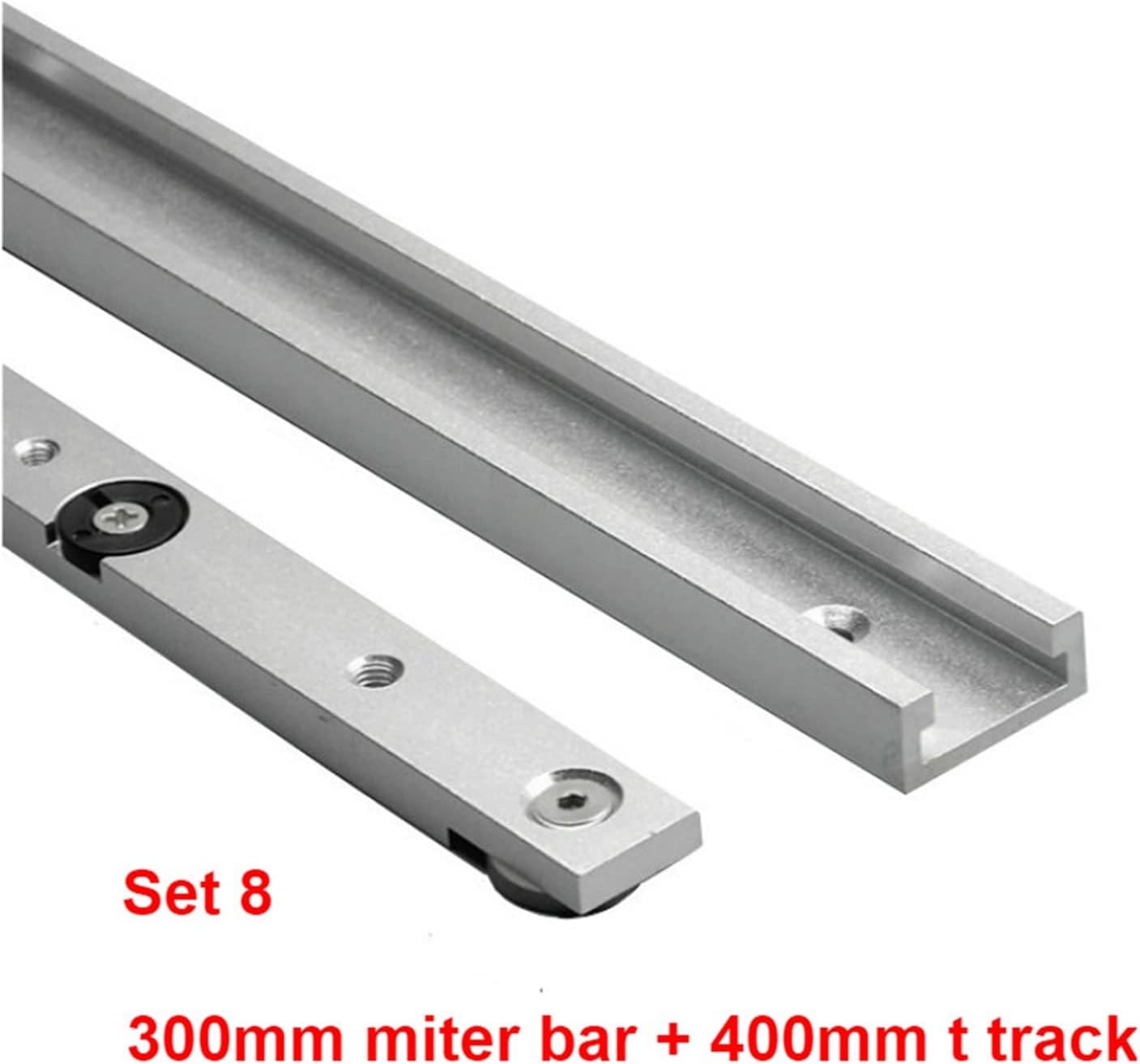 1Set Aluminium Alloy T-Tracks Slot Miter Track and Miter Bar Slider Table Saw Miter Gauge Rod Woodworking Tools Workbench DIY Woodworking Machinery Accessories(Set 8)