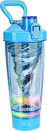 Miniatura 11 de TOOFEEL Botella mezcladora eléctrica de proteínas, 20 onzas, recargable por USB, para batidos de proteínas, botella agitadora automática para