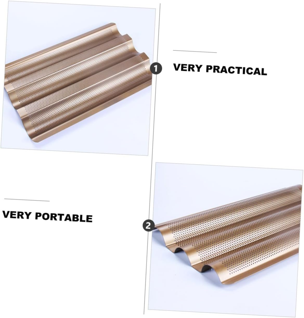 2Pcs Slot French Bread Baking Tray Non-stick Perforated Carbon Steel Loaf Mold for DIY Bread and Cake Baking Easy Demould for Oven and Freezer Use