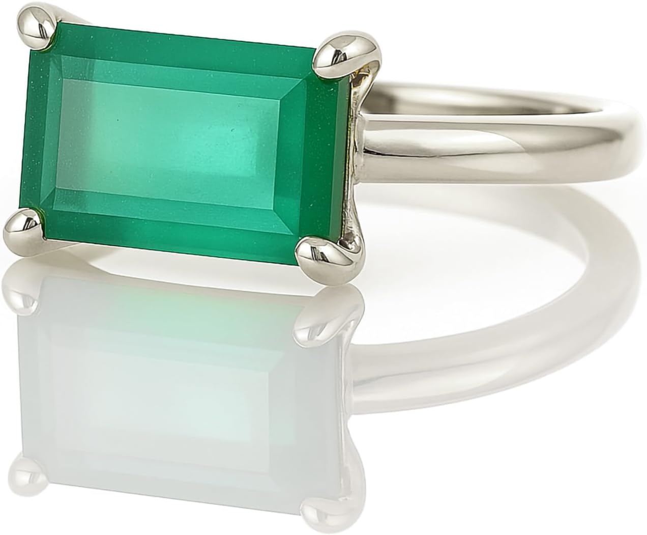 Green Onyx Stone Ring - Handmade Cocktail, Fashion Statement, and Birthstone Jewelry Silver Ring for Women - Customizable Artisan Jewelry with Box