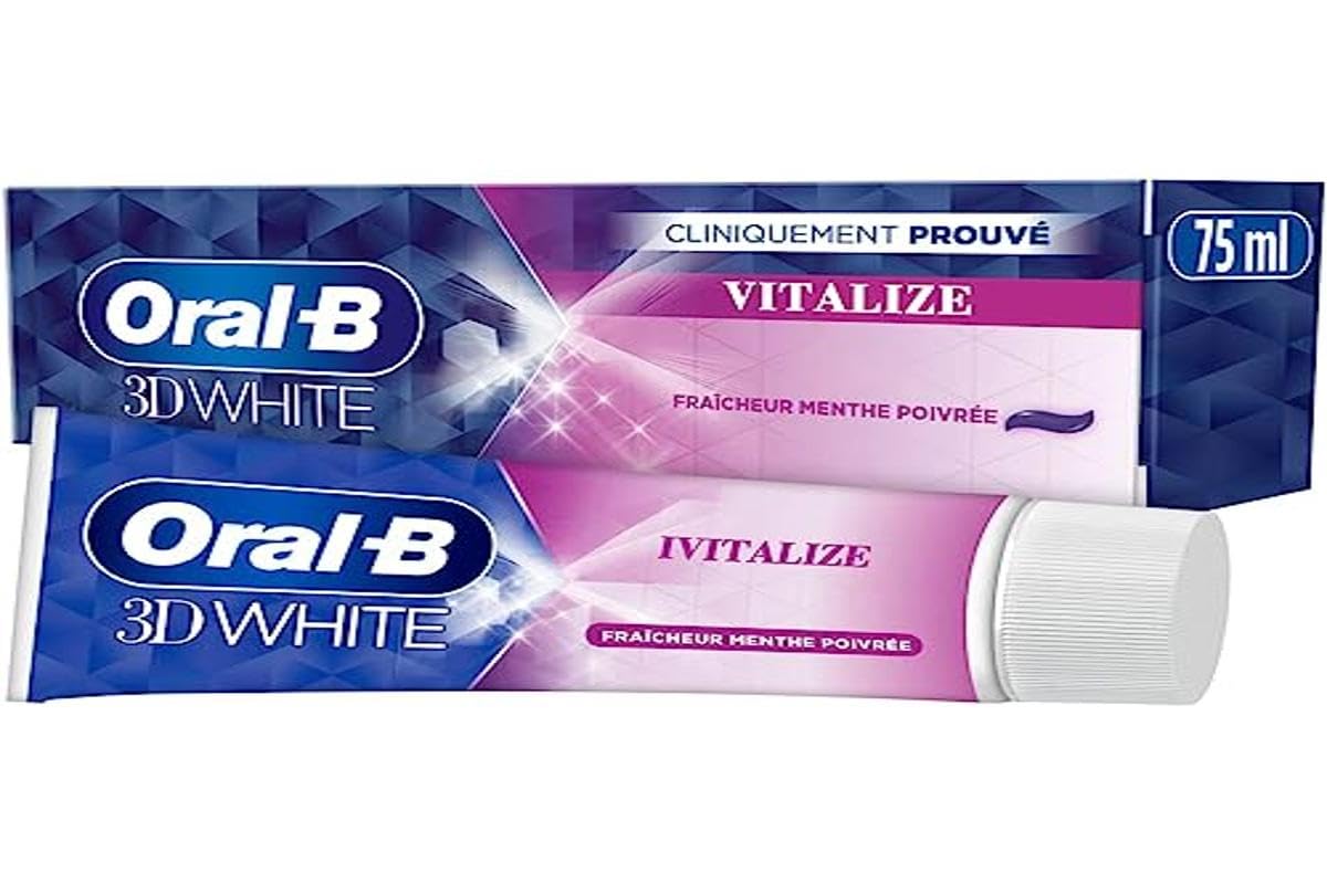 Oral B Toothpaste 3D White Vitalize 75ml Removes up to 87% of Surface Stains for Whiter Teeth