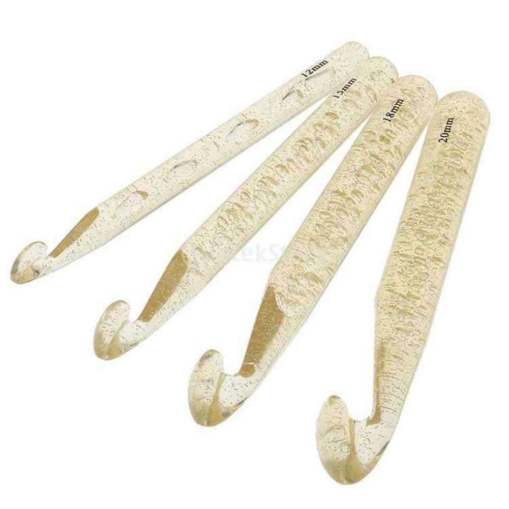 4 Pcs/set Crochet Hooks Transparent Rag Rug Knitting Needles Crocheting Yarn Rags Tools for Shawl Blanket