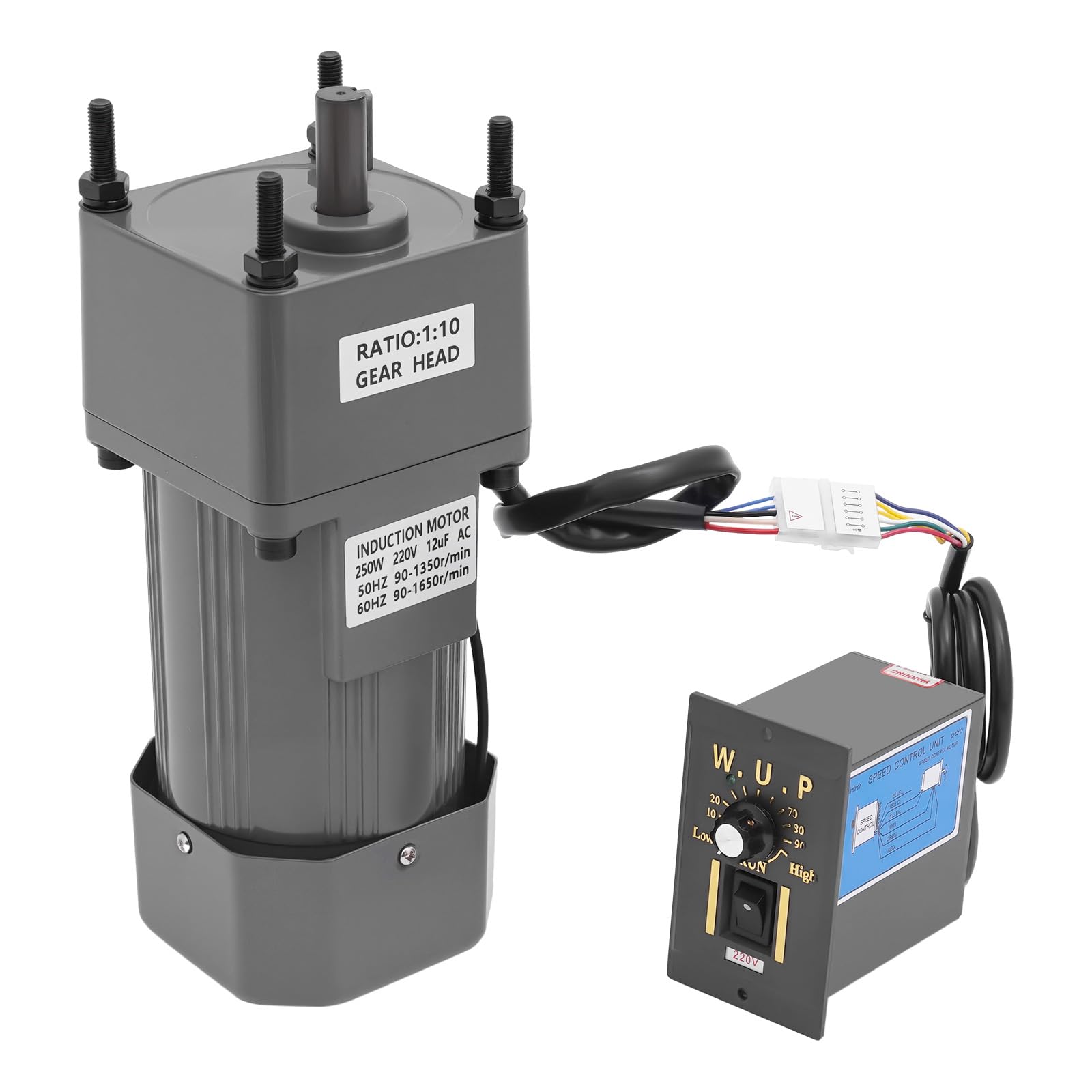 Motoriduttore con regolatore di velocità, 250 W, 220 V, asincrono, motore elettrico reversibile con supporto, motore a ingranaggio regolabile, motore riduttore per linea di produzione e tecnologia di