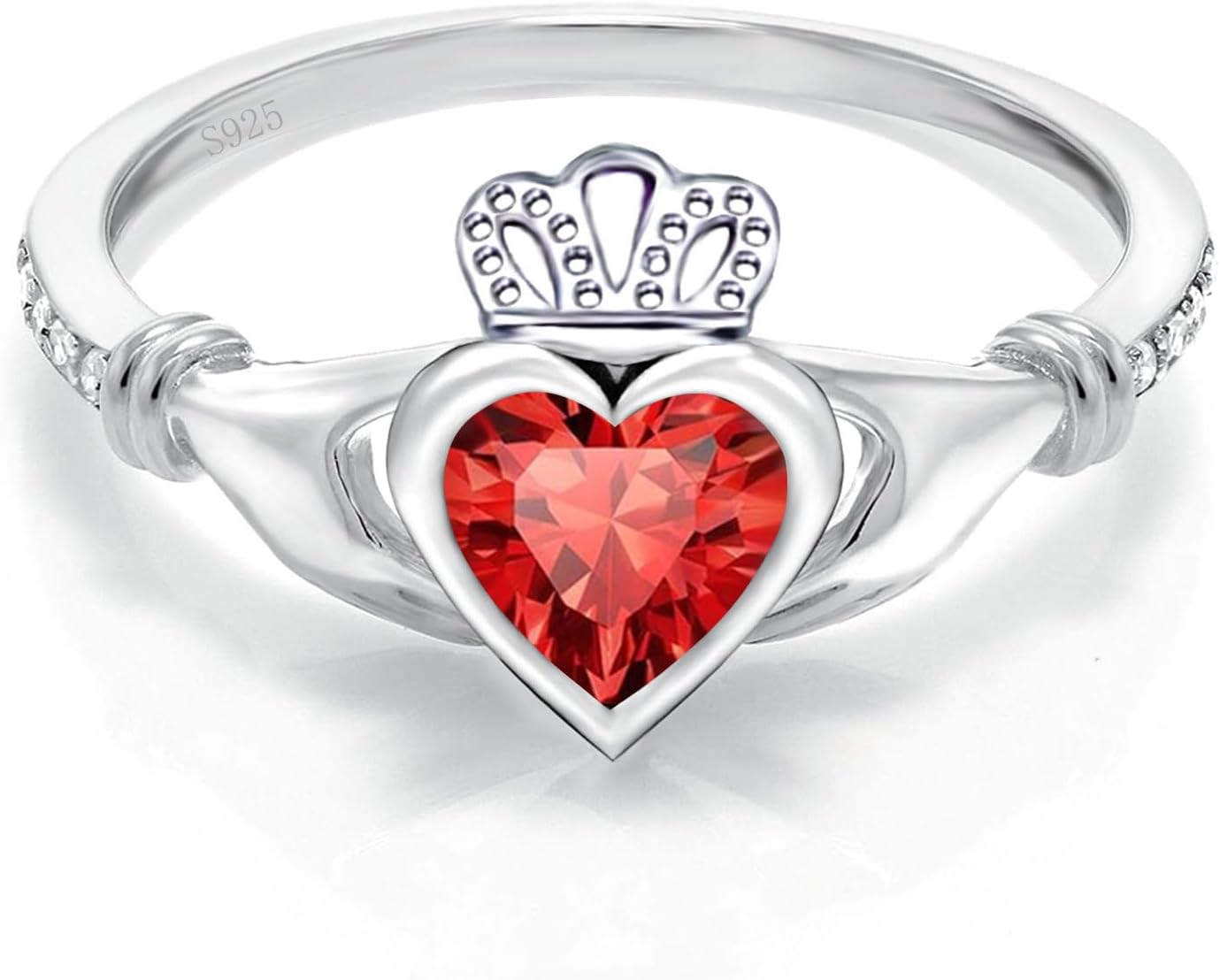 Sterling Silver Claddagh Ring for Women Celtic Irish Claddagh Birthstone Engagement Promise Ring