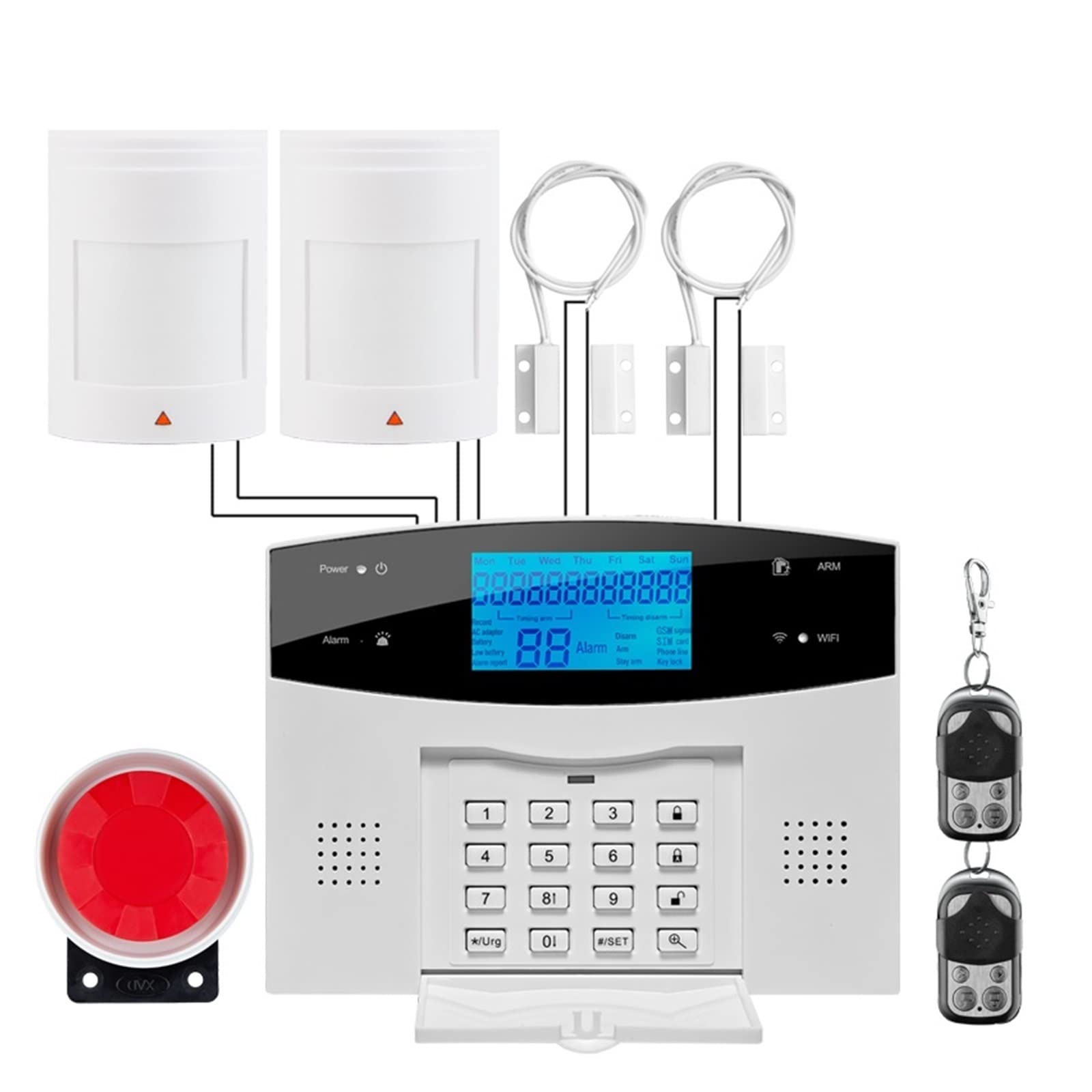 Système d'alarme Intelligente Tuya WiFi Alarme de cambrioleur de Fil sans Fil Home GSM Système d'alarme avec capteur de Mouvement de fumée de sécurité à Domicile(G2BW3)