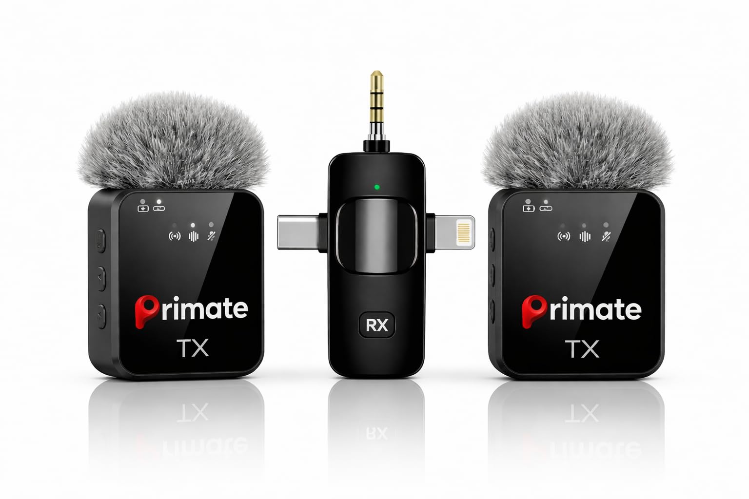 Primate 3-in-1 Wireless Noise Reduction Microphone for Smartphone & Camera | 164ft Range, 20 Hours Battery Life | Ideal for YouTube, Vlogging & Interviews-image-46