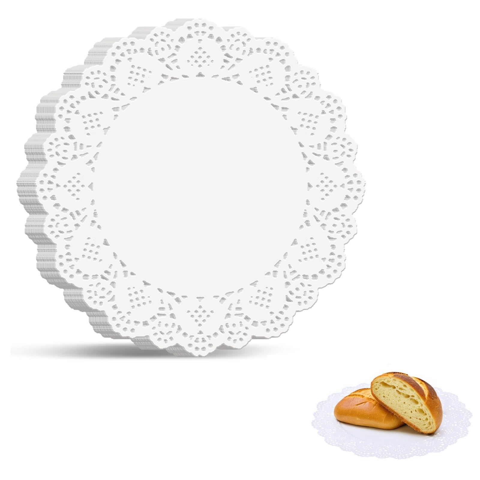 12 Inch White Lace Paper Doilies - Round Placemats for Food, Cakes, Desserts, and Crafts - Pack of 100