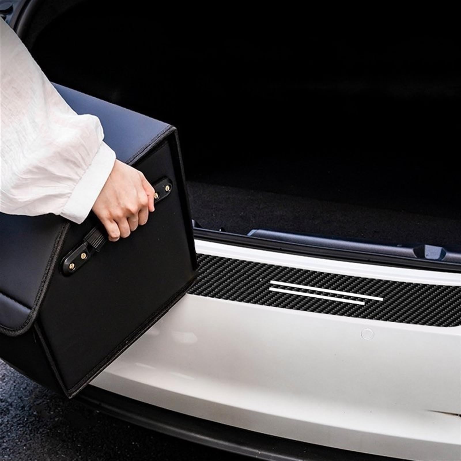 Adhesivo protector trasero para coche Para Focus 2018-2022, parachoques trasero de coche, pegatina fibra carbono, placa maletero, antiarañazos
