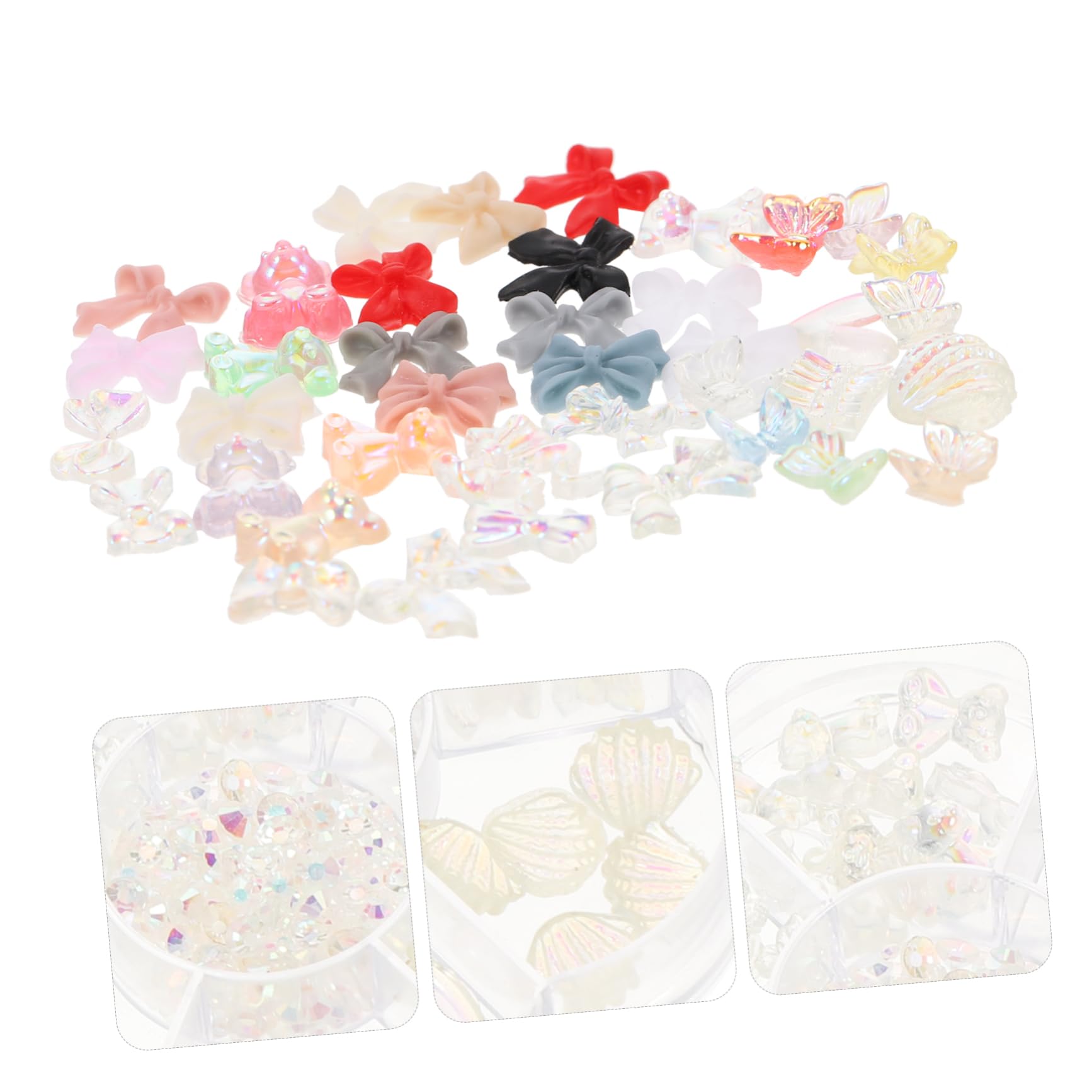 Healeved Charms De Manucure Forme De Nœud Et Décorations Pour Avec Perles De Boîtes De Charms Remplaçables Pour Nail Art
