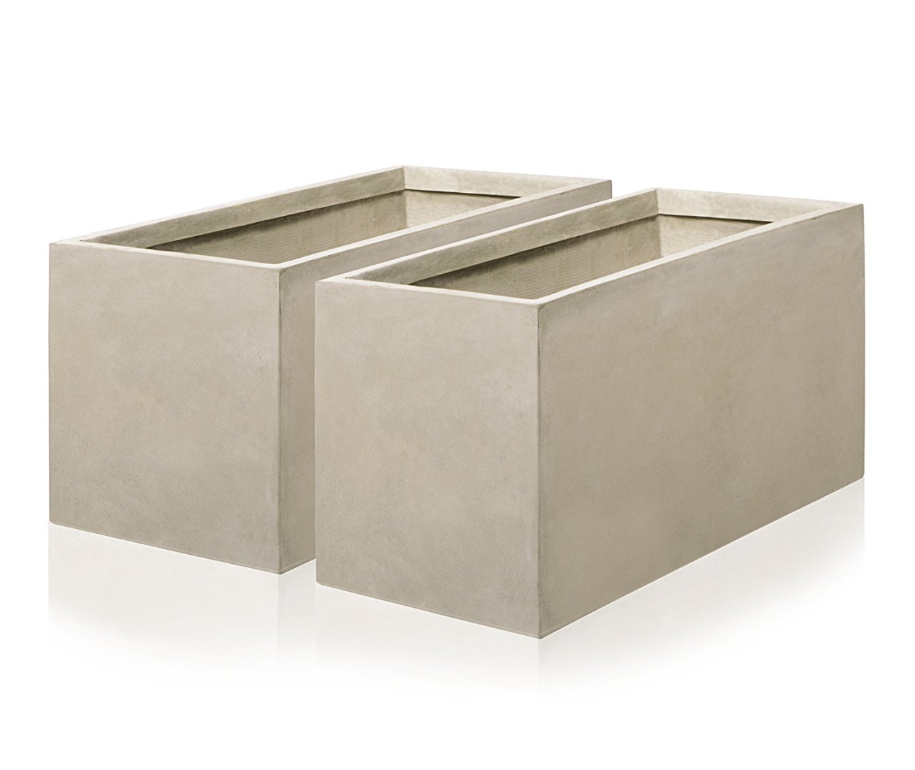 Primrose Garden Outdoor Fibrecotta Trough Rectangular Planter (Small x2, Sand)