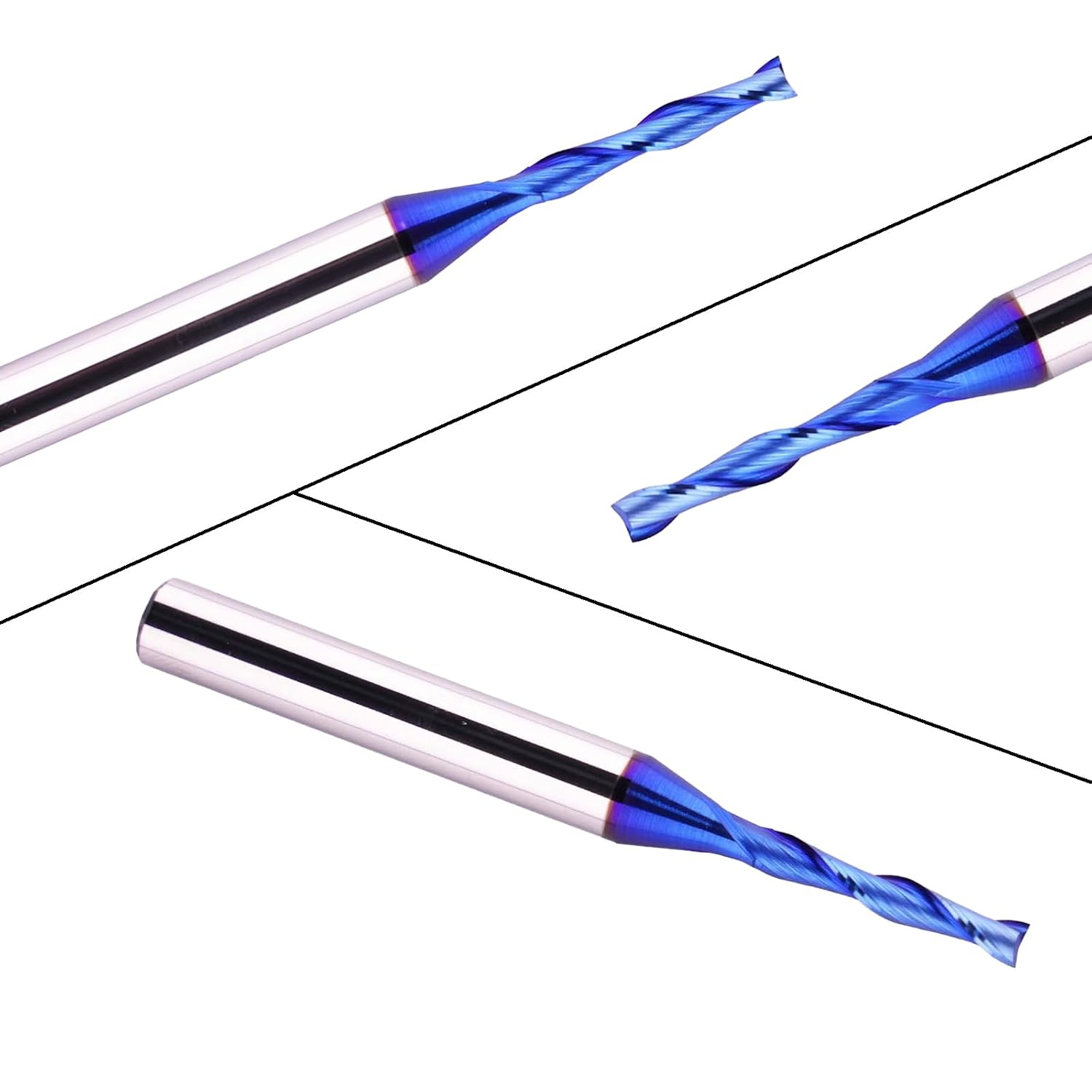 2 PCS Spiral Router Bits Up Cut 1/8 inch Cutting Dia 1/4 inch Shank Solid Carbide End Mill with Nanco Blue Coating CNC Bits for Wood Cut 3D Carving Engraving…