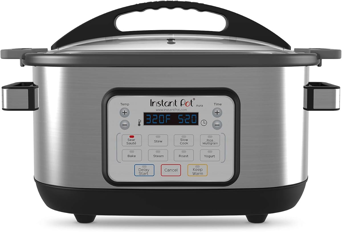 Instant Pot Aura 10-in-1 Multicooker Slow Cooker, 10 One-Touch Programs, 6 Qt, Silver (AURA 6Qt)
