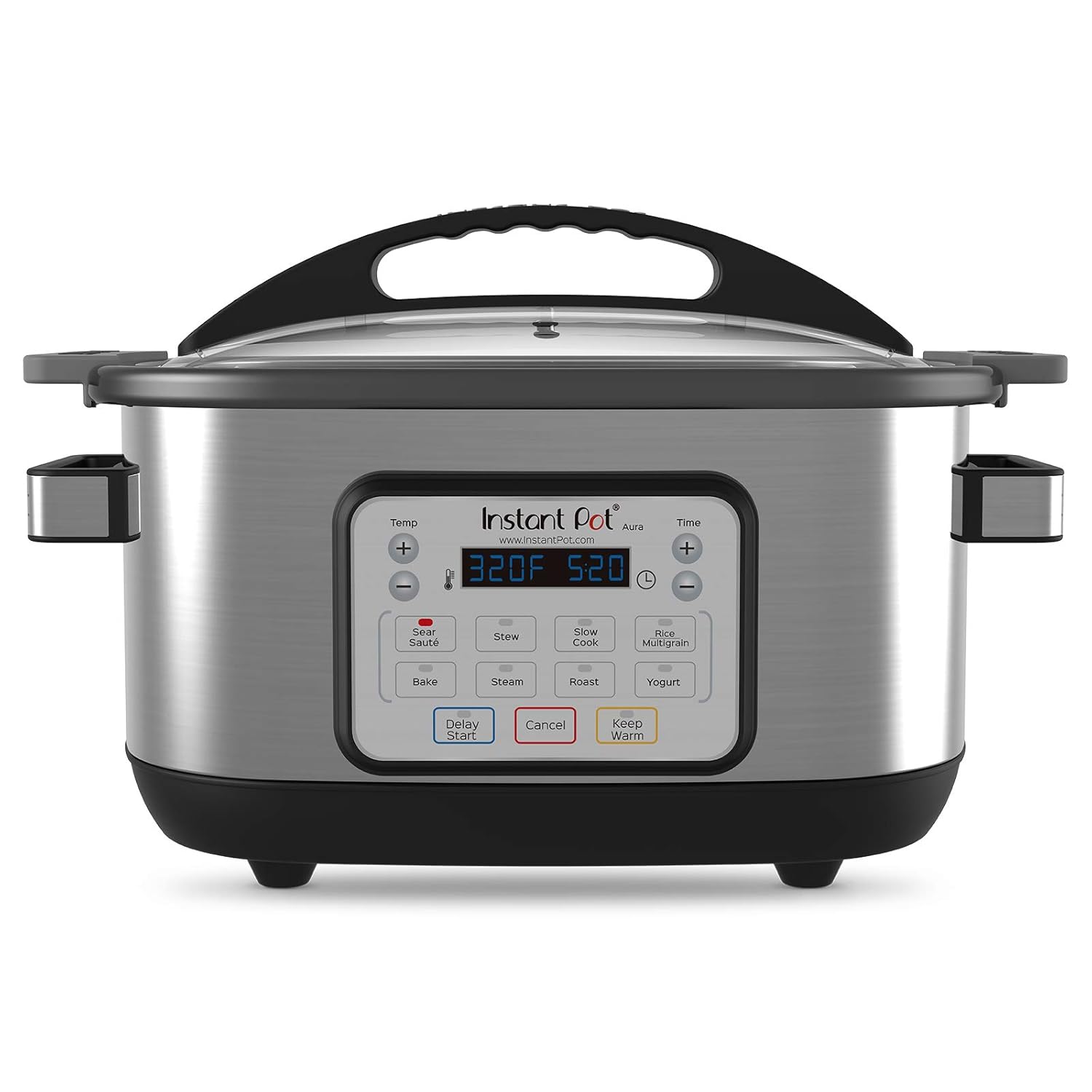 Instant Pot Aura 10-in-1 Multicooker Slow Cooker 10 One-Touch Programs 6 Qt Silver AURA 6Qt