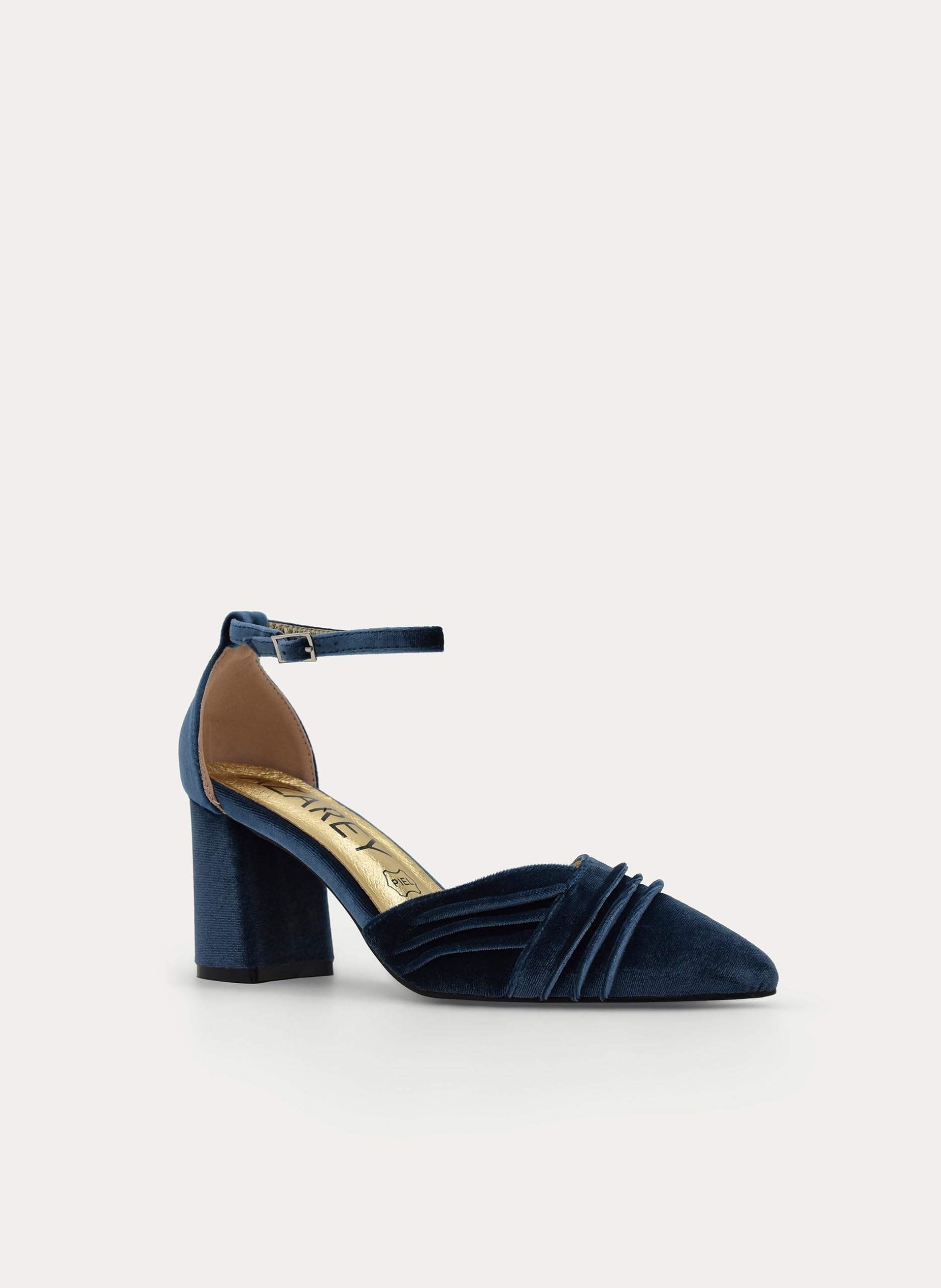 Azarey Zapatos DE SALÓN DE Terciopelo Azul con Correa AL Tobillo - (Talla 41)