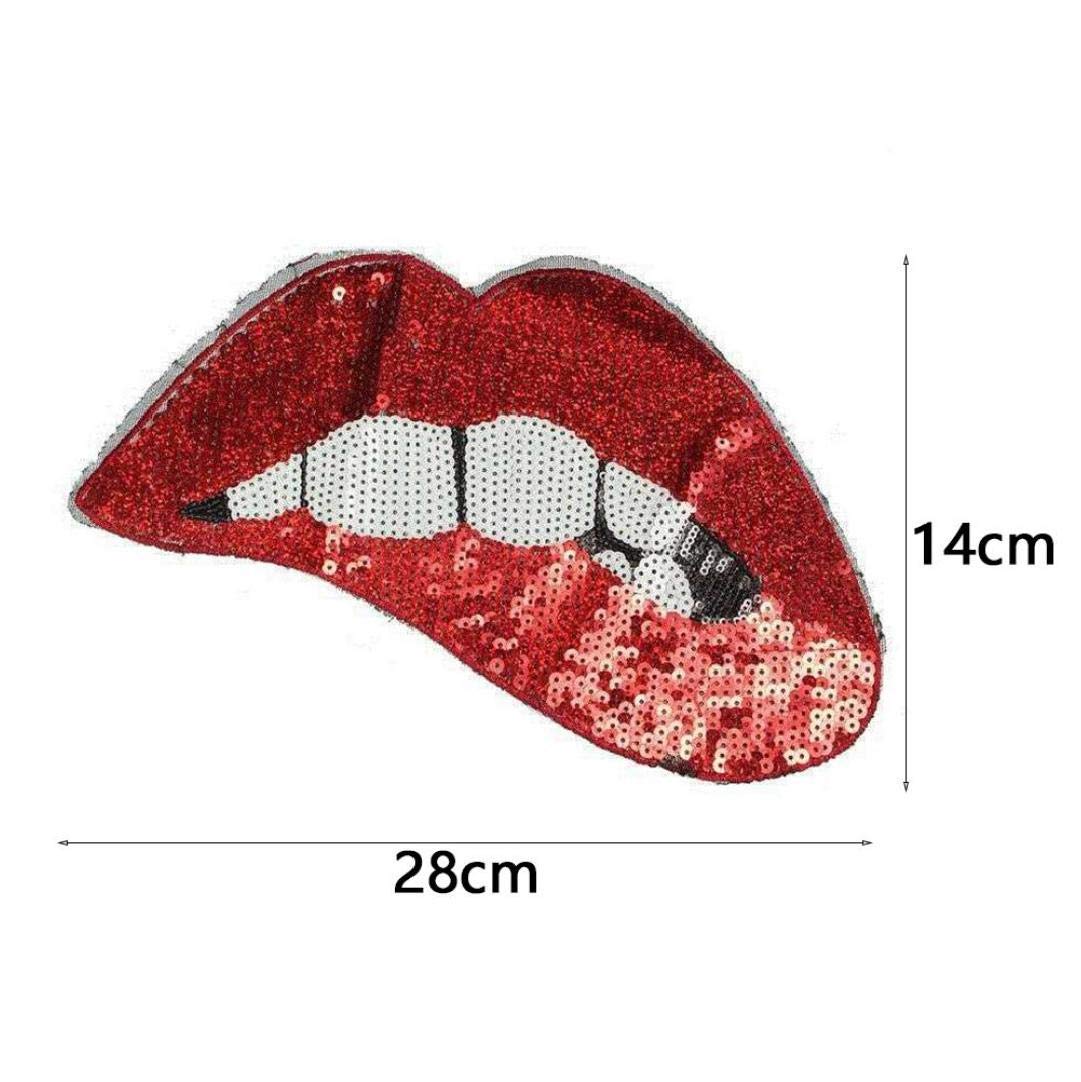 Red Lips Patch: Iron-on Felt Appliqué (1.75" X 1.25 - Foto 2