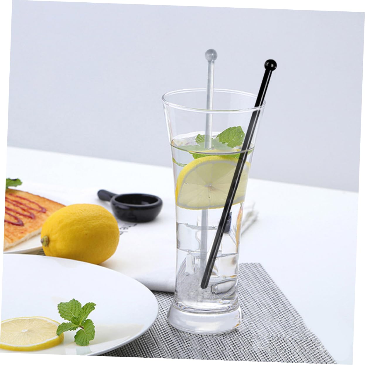 Ciieeo 12PCS Black PVC Stirring Sticks for Coffee Juice Beverages Smooth Grip Bar Supplies for Mixing Drinks Parties Cafes for Cocktails Desserts