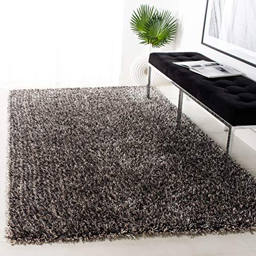 Safavieh New Orleans Shag Collection SG531-7612 Platinum and Ivory Polyester Area Rug