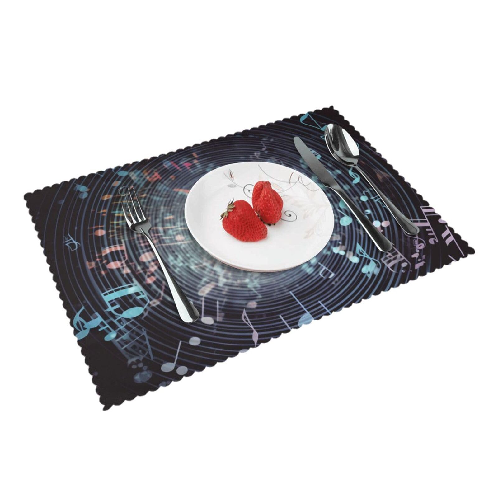 Music Notes Printed Placemat Heat Resistant Place Mats Set of 4 PCS Washable Kitchen Table Mats, 12x18 Inch
