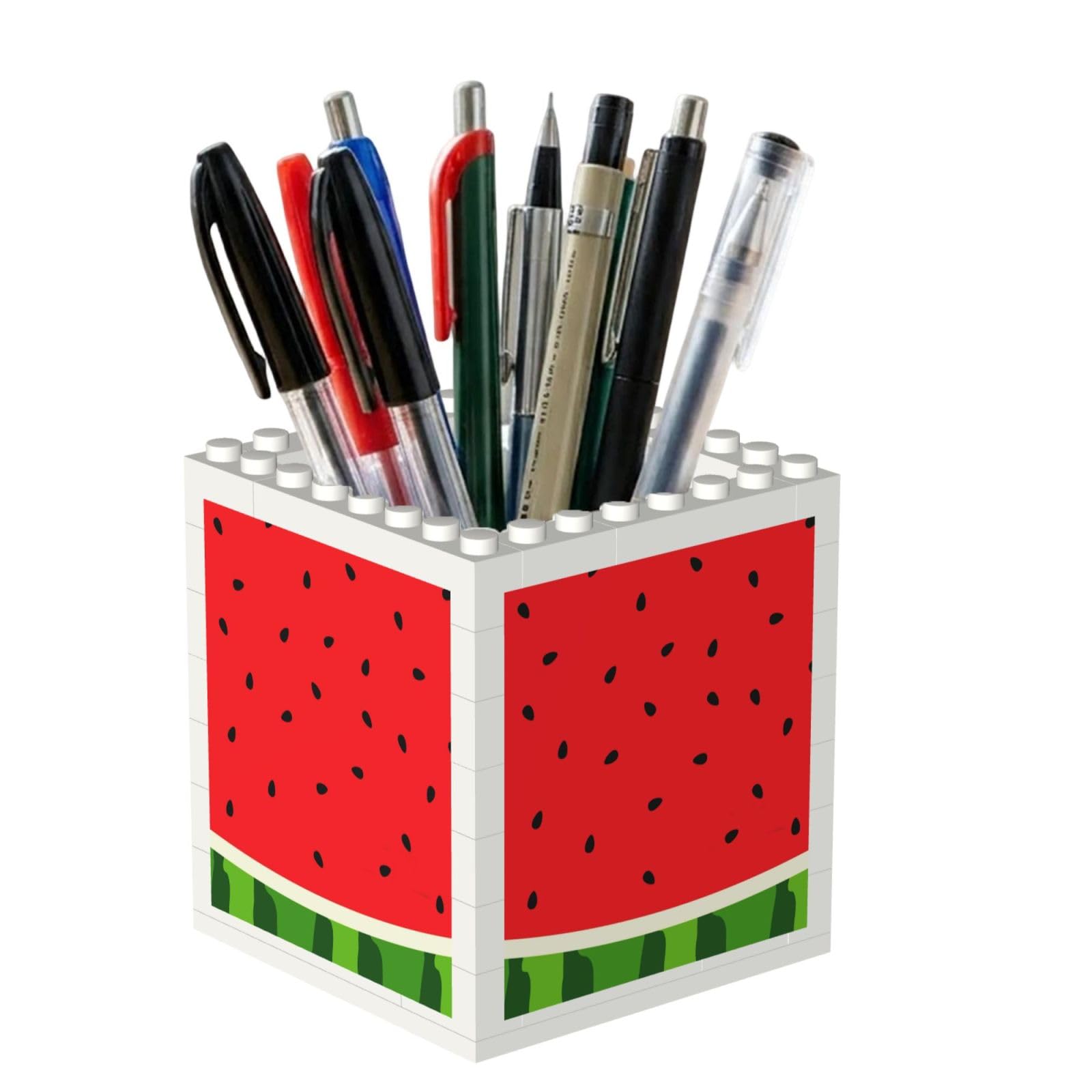 Poadnly Watermelon Pattern, Fruit, Red, Stylish, Pen Pot Pencil Holder for Office Home School, Compact Desk Organiser for Office Stationery