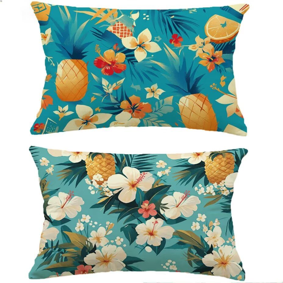 Fundas de Cojines Jardín Impermeables 40x60 cm Funda Cojín Lumbar Rectangular Exterior Turquesa