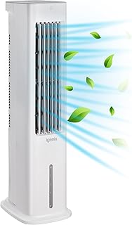 Igenix IG9706 Evaporative Air Cooler with Remote Control and LED Display, 3 Fan Speeds with Oscillation Function, 7 Hour Timer and 5 Litre Water Tank for Home or Office Use, White