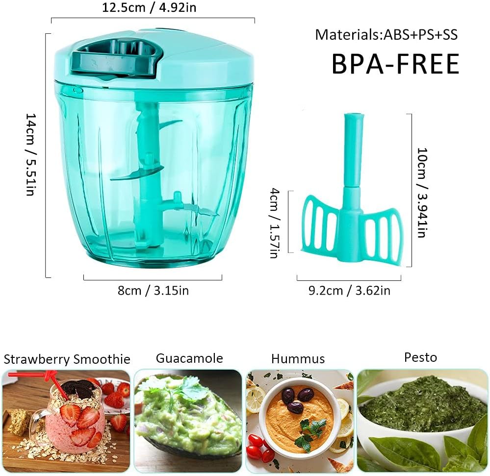 Cambom Manual Food Chopper, Hand Pull String Vegetable Slicer Onions Cutter, BPA free food safe material