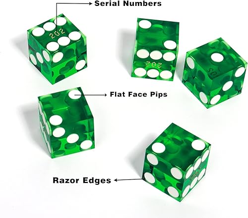 Miniatura 4 de GSE Games & Sports Expert Juego de dados de casino estilo Vegas Pro de 19mm de grado AAA con bordes afilados y números serializados coincidentes,