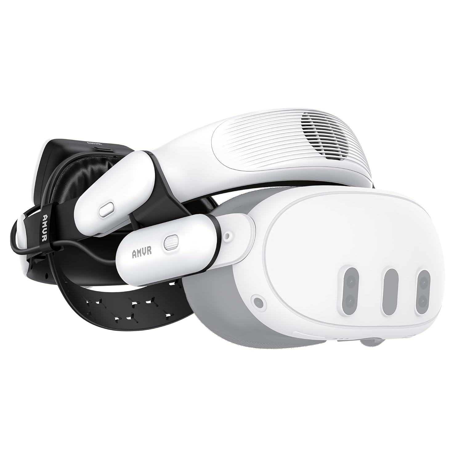 AMVR BS1 Battery Head Strap with Air Cooling Fan, Compatible with Meta Quest 3/3S Oculus Accessories, Magnetic Hot-Swappable Battery Pack, Reduce Facial Stress, Comfort & Extended Playtime