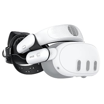AMVR BS1 Battery Head Strap with Air Cooling Fan, Compatible with Meta Quest 3/3S Oculus Accessories, Magnetic Hot-Swappable Battery Pack, Reduce Facial Stress, Comfort & Extended Playtime