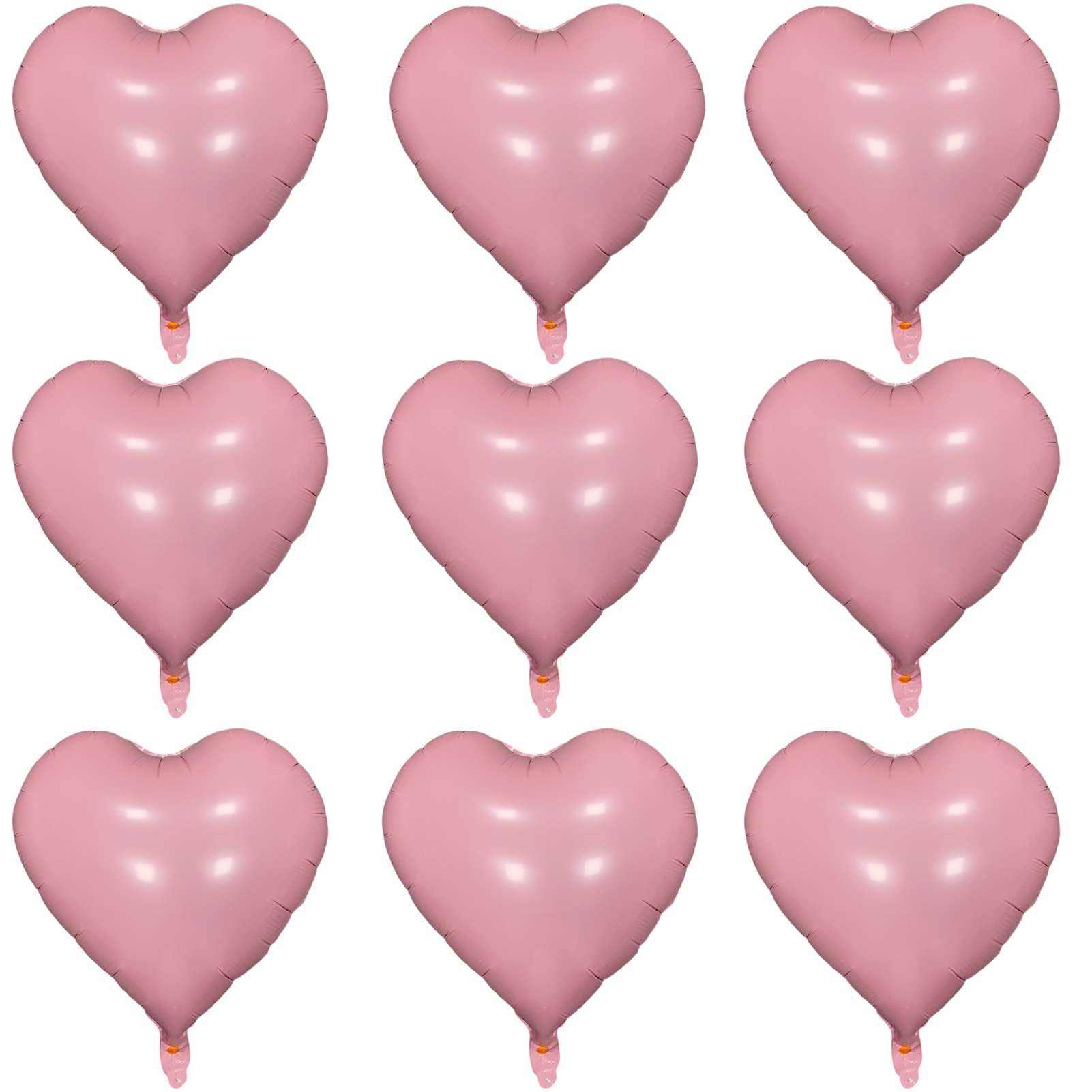 Lovoir 10 Pcs Pastel Pink Heart Shape Foil Mylar Balloons 18 Inch Love Balloons for Valentine's Day Birthday Party Decorations Wedding Engagement