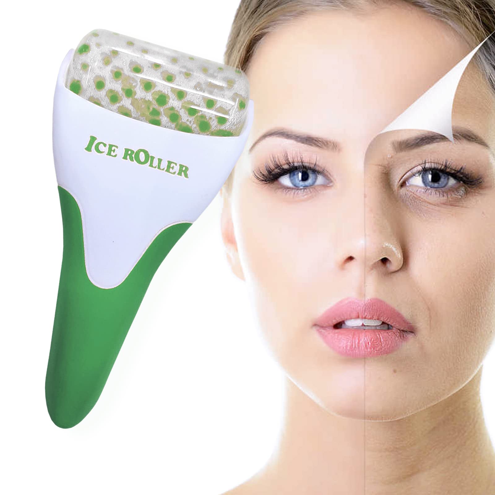 Ice Rollers& Gua Sha,Ice Roller for Face & Eye Body Massager-Reduce Wrinkles, Face & Eye Puffiness Relief,Migraine+ Pain Relief (Green)