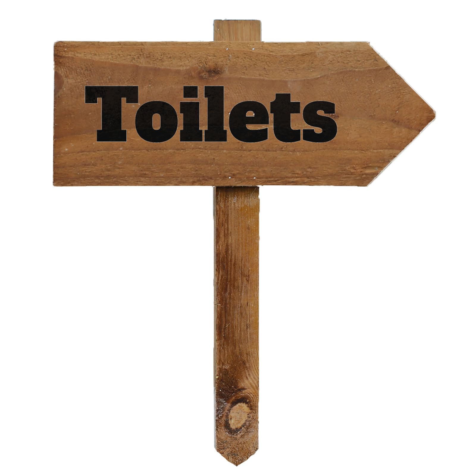 Outdoor Toilet Sign with Stake, Wooden Arrow Pointing Right or Left, Party Pub Garden Sign