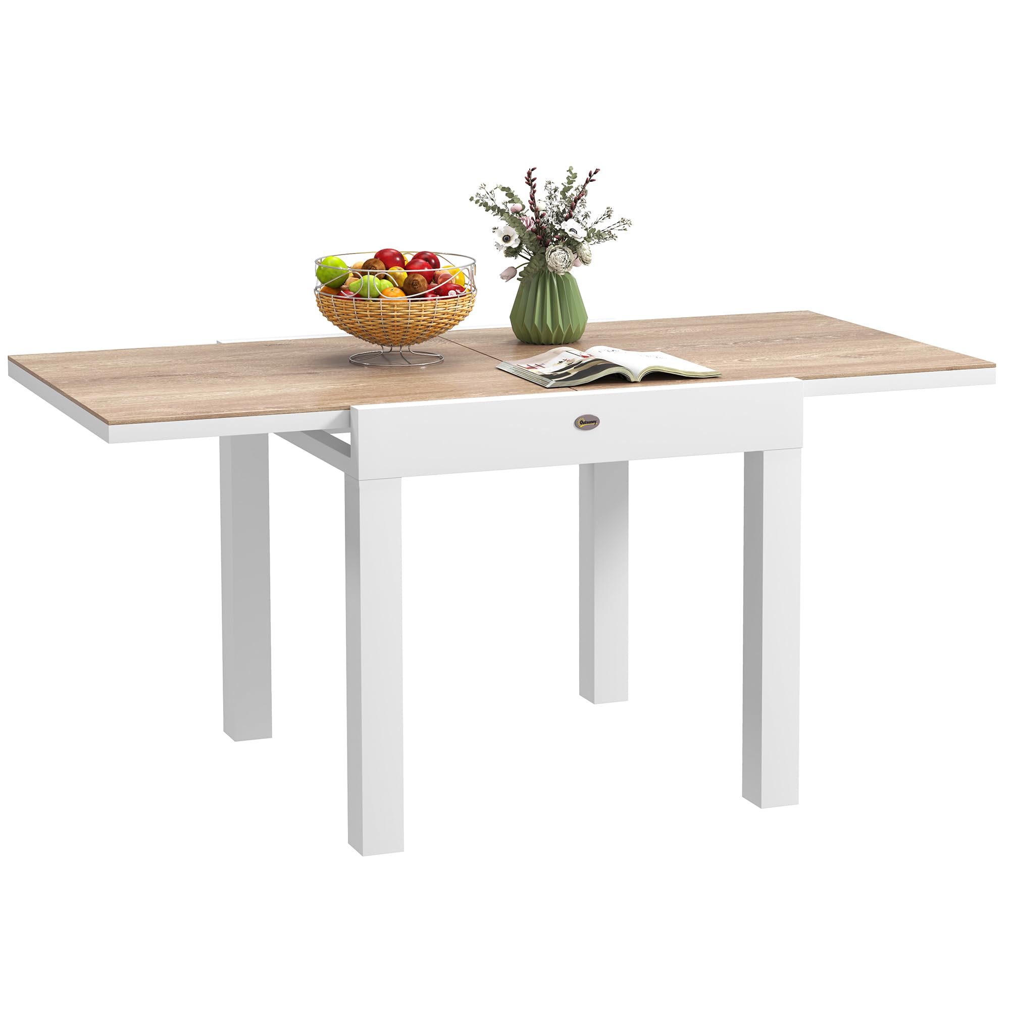 Outsunny Mesa de jardín Extensible 80/160 cm de Aluminio, Mesa de jardín Rectangular para 6 Personas, Inoxidable y Resistente a la Intemperie, para Patio, terraza, Gris