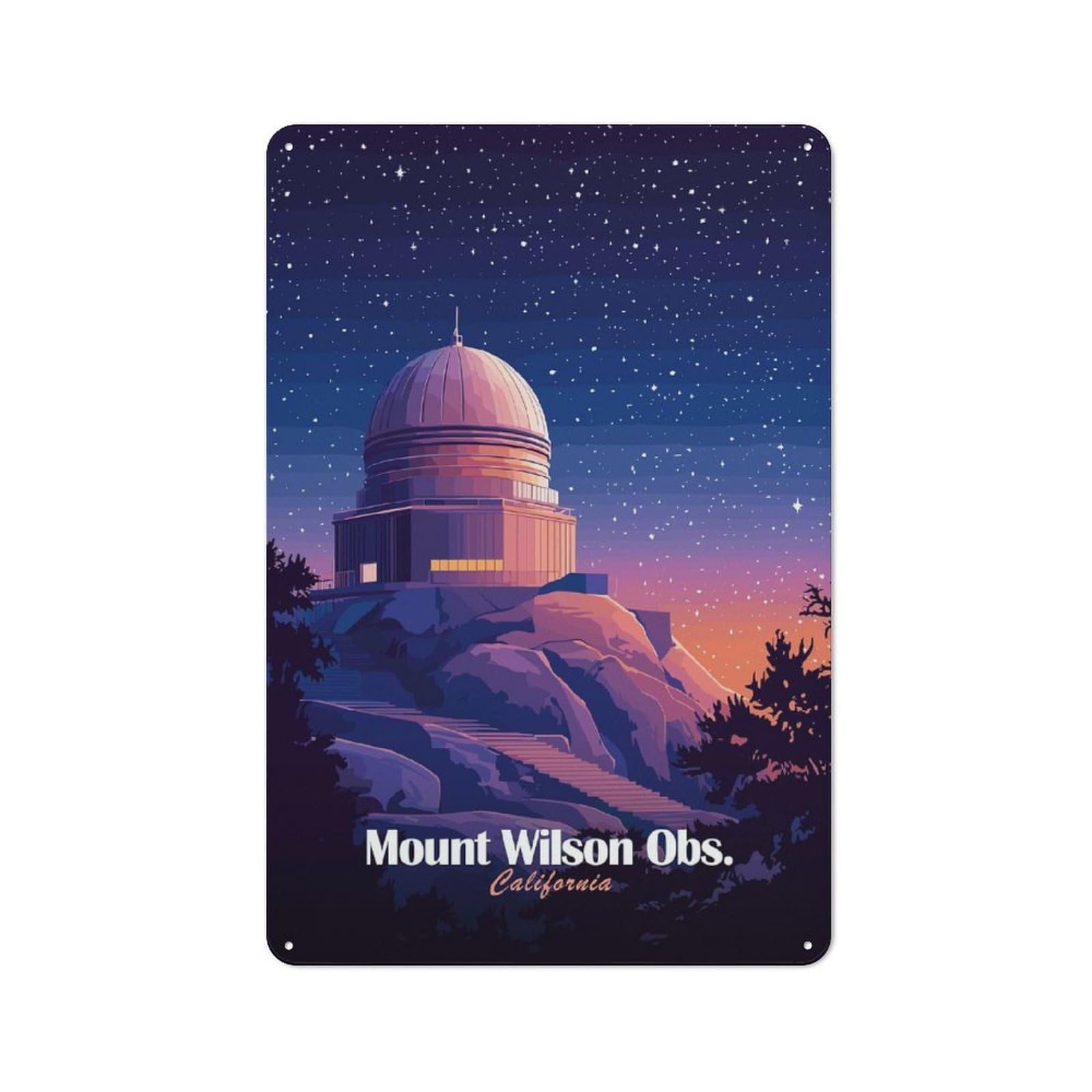Junmoney Style-23 Mount Wilson Observatory Rustic Metal Sign 30X20cm For Pub Or Café, For Collectors Of Rustic Metal Wall Decor