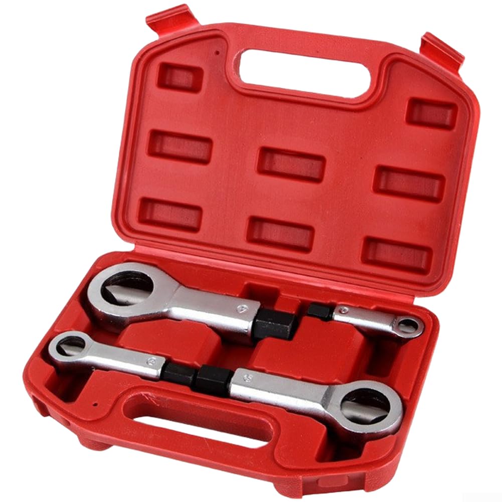 Mutternspalter-Sets, 4-teiliges Karbonstahl zum Entfernen von 9–27 mm rostigen Muttern, rutschfester Griff, oxidationsbeständig, ergonomisches Automobil-Handwerkzeug-Set mit Aufbewahrung