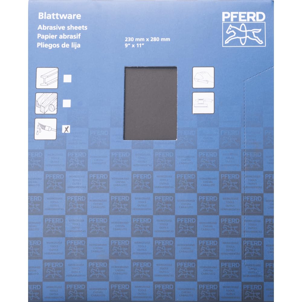 Pferd ECO W Foglio abrasivo con retro in carta, 22,9 x 11, impermeabile, grana 600, carburo di silicio (confezione da 50) – Parte 46360
