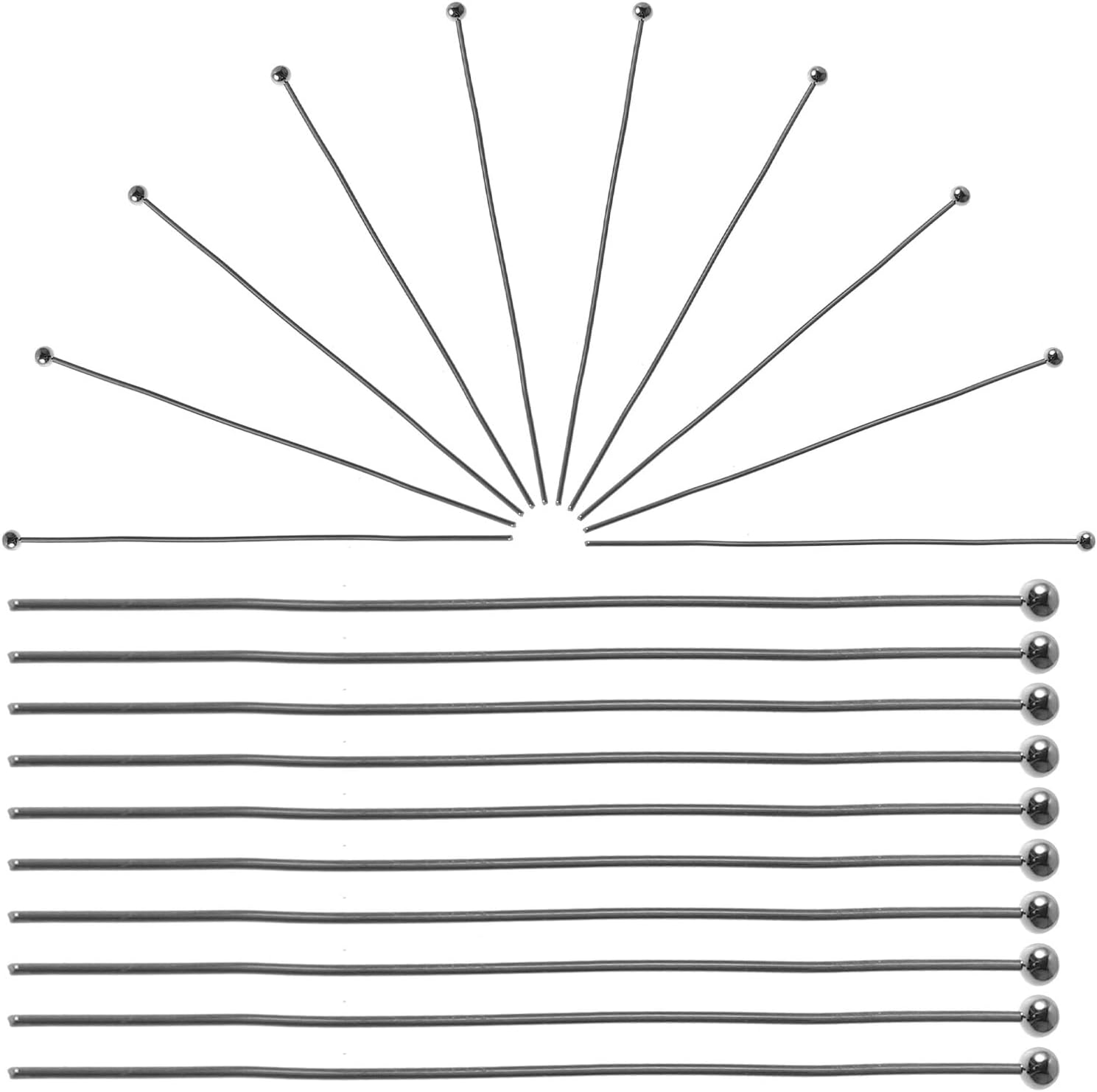 Holibanna 100pcs Metal Ball Head Pins for Jewelry Making Long Straight DIY Craft Pins with Rounded Heads for Earrings Pendants Bracelets Necklaces and Quilting Projects
