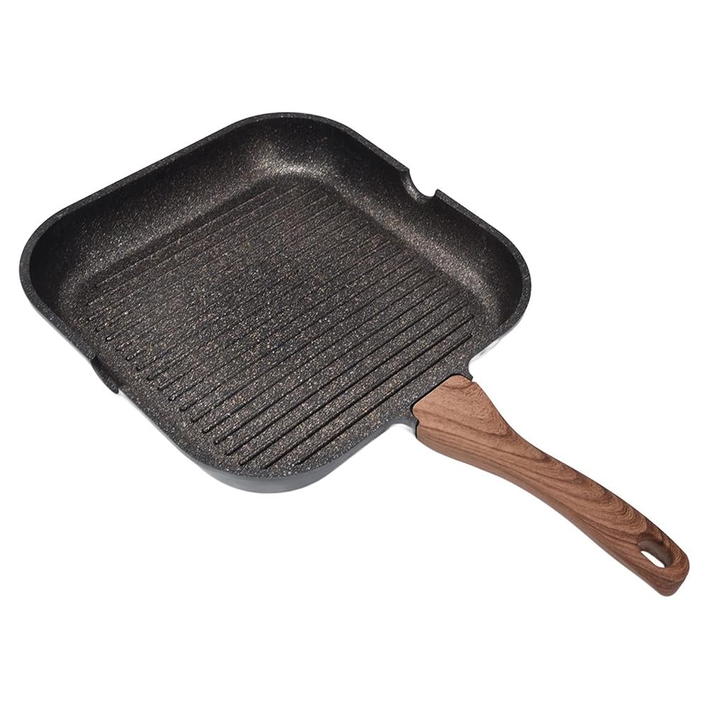 CTRLZS Grill Pan for Stove Tops, Nonstick Induction Pan Aluminum Induction Steak Bacon Pan Frying Pan for Gas, Ceramic,24cm