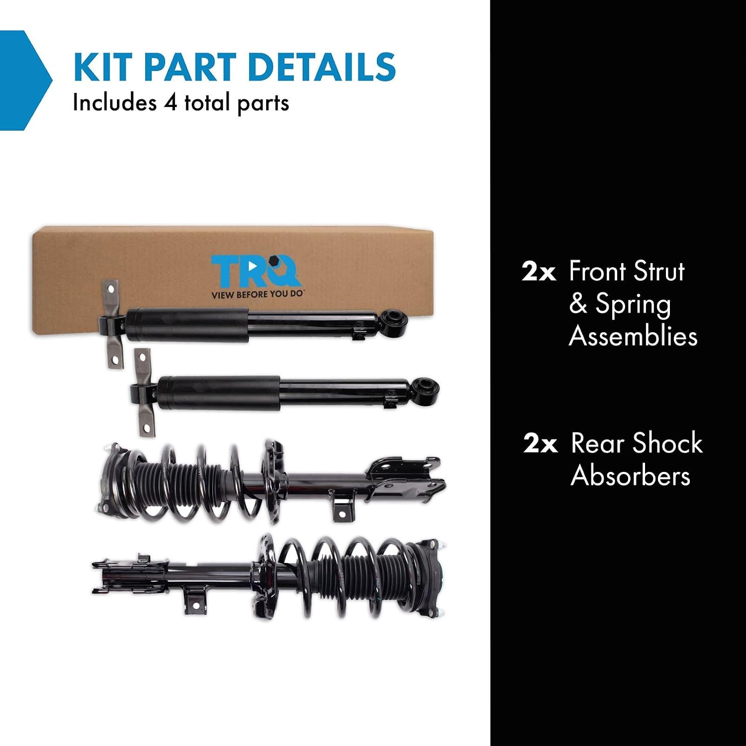 TRQ Front and Rear Complete Strut Assembly & Shock Absorber Kit Complete Strut & Coil Spring Assembly Compatible with 2015-2020 Kia Sedona