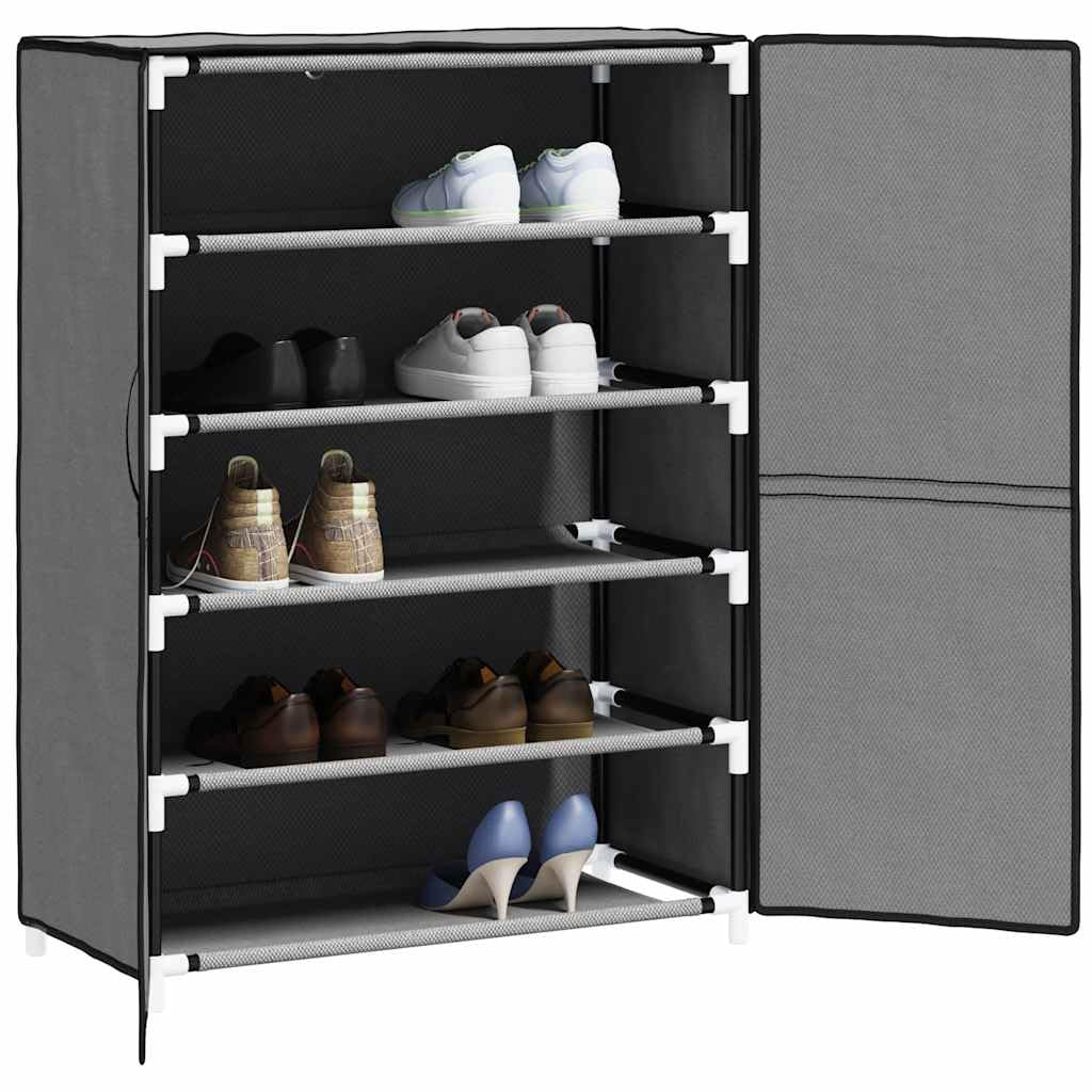 Zapatero gris 60 x 28 x 90 cm de acero y tela no tejida, 5 niveles, moderno organizador de zapatos, ahorra espacio y estable, para pasillo, dormitorio y oficina