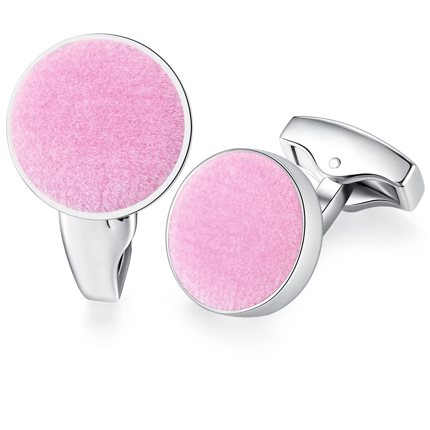 HONEY BEAR Tela Terciopelo Redondo Gemelos para hombres -acero inoxidable para regalo de boda de negocios