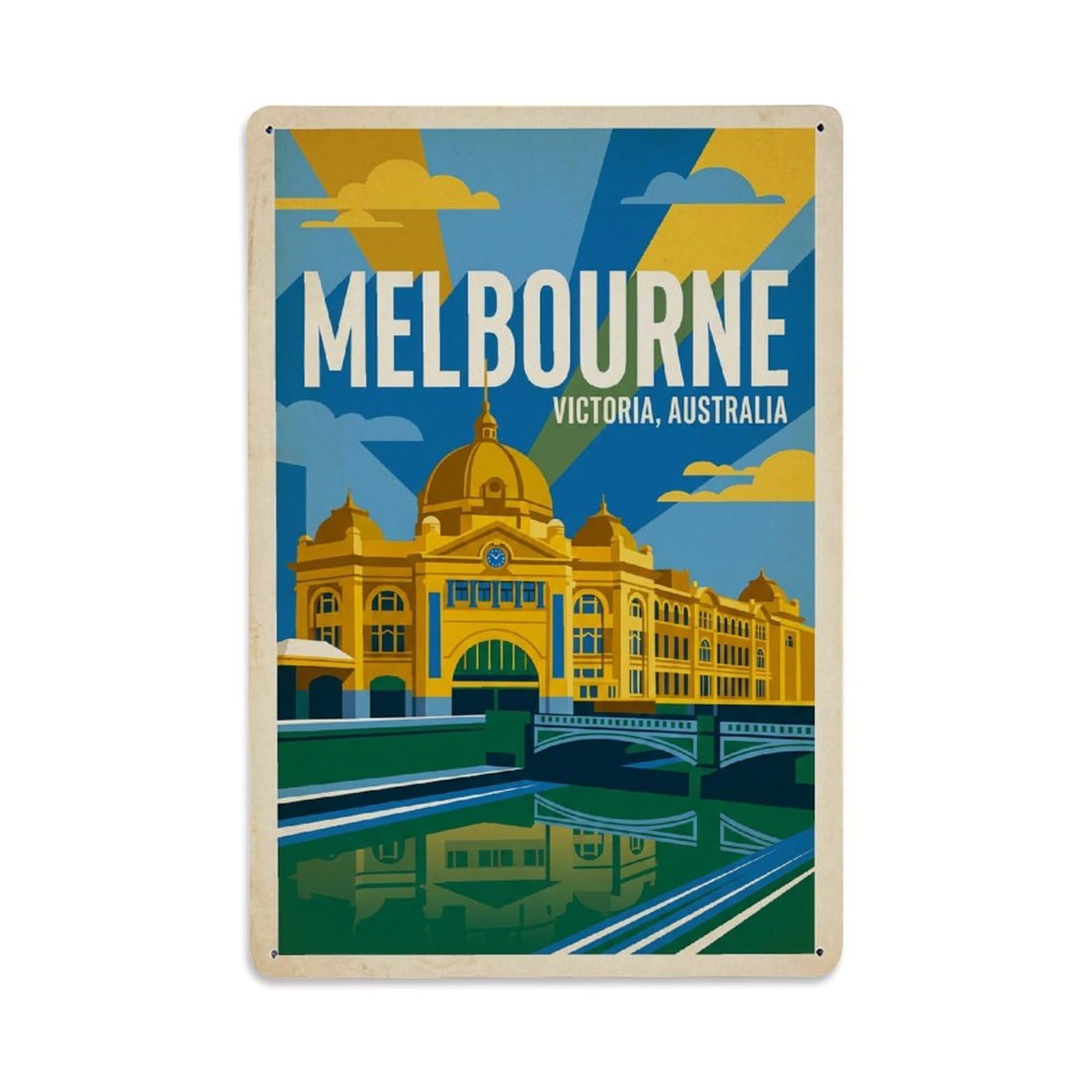 Metal Tin Sign Australia Melbourne Vintage Travel