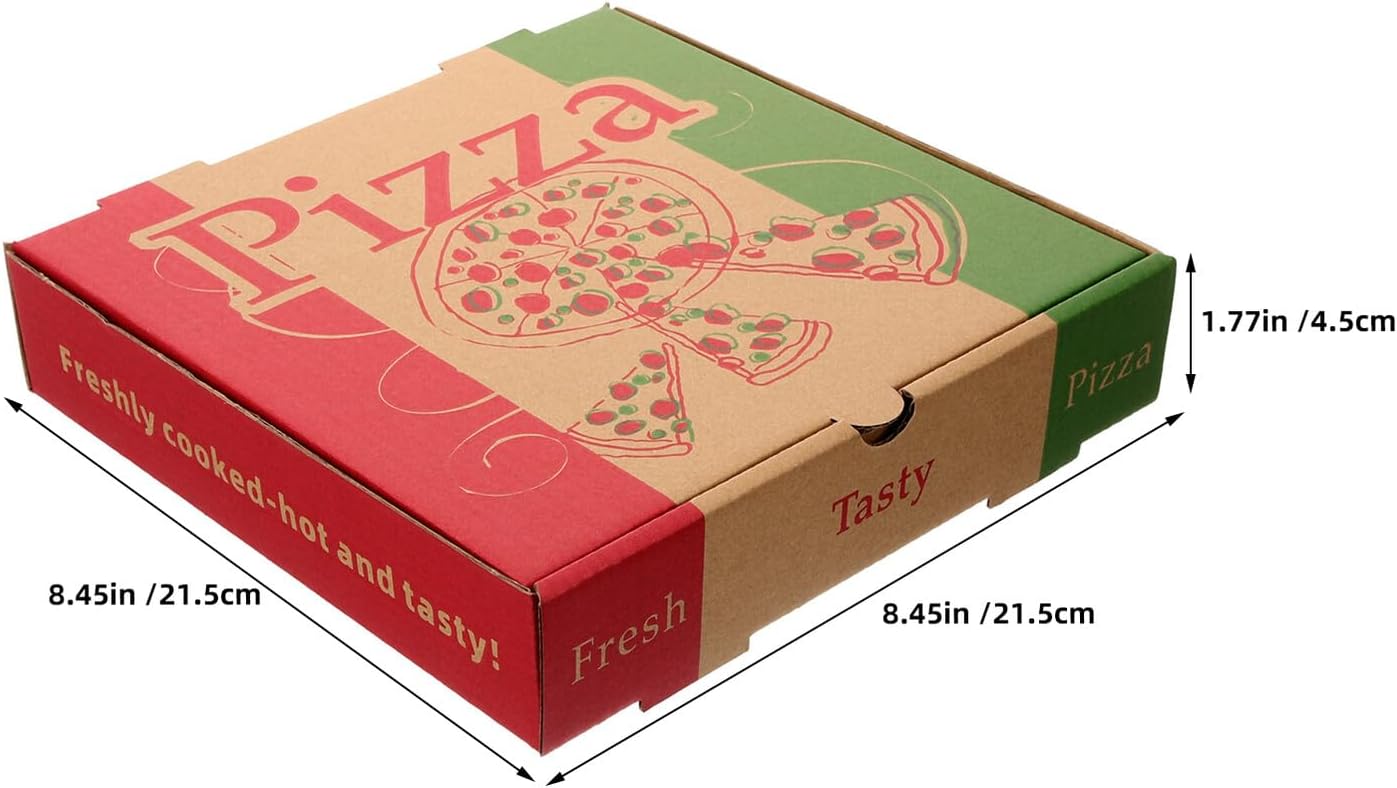 5pcs 8-inch Paper Pizza Boxes Foldable Takeout Containers Small Cardboard Pizza Packaging for Bakery Food Service and Events